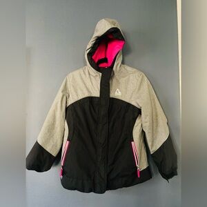 Gerry Girls winter jacket medium 10/12 grey pink fleece lined hooded